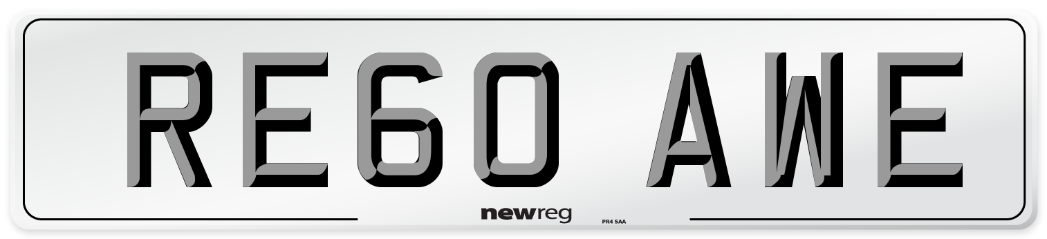 RE60 AWE Number Plate from New Reg